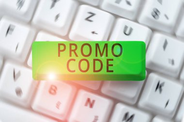 Kavramsal başlık Promo Kodu, iş genel görünümü sayısal rakamlar size bazı ürünlerde iyi indirim sağlar.