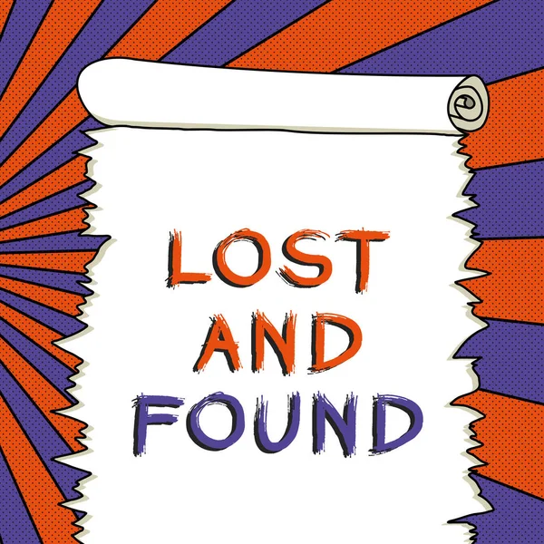 Conceptual display Lost And Found, Business idea Place where you can find forgotten things Search service
