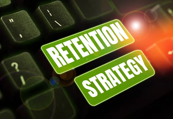 Text Showing Inspiration Retention Strategy Business Overview Activities Reduce Employee — Fotografia de Stock
