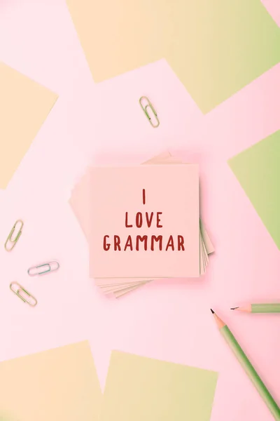 Begrepsbildetekst Love Grammar Ord Handling Beundrende System Språkstruktur – stockfoto