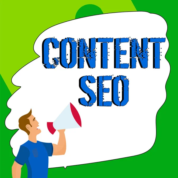 Conceptuele Bijschrift Content Seo Word Written Creating Webpage Content Ranking — Stockfoto