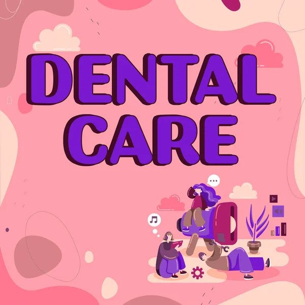 Znak Pisma Ręcznego Opieka Stomatologiczna Konceptualne Utrzymanie Zdrowych Zębów Lub — Zdjęcie stockowe