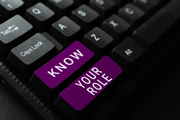Szöveg Megjelenítése Know Your Role Word Legyen Egyértelmű Egy Feladat — Stock Fotó