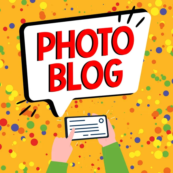 Writing displaying text Photo Blog, Word Written on form of photo sharing and publishing in the format of a blog