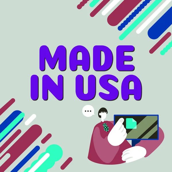 Schrift Mit Text Made Usa Word Für Amerikanische Marke United — Stockfoto