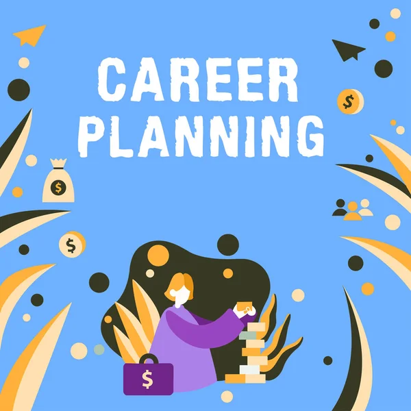 Sign Displaying Career Planning Word List Goals Actions You Can —  Fotos de Stock