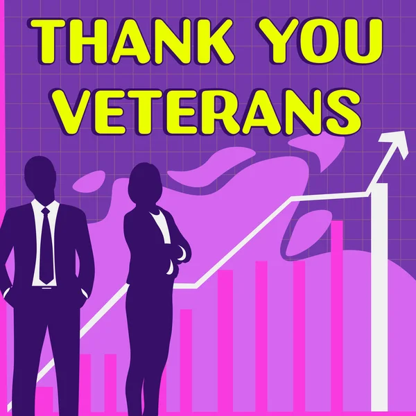 Text Sign Showing Thank You Veterans Business Idea Expression Gratitude — Stock Photo, Image