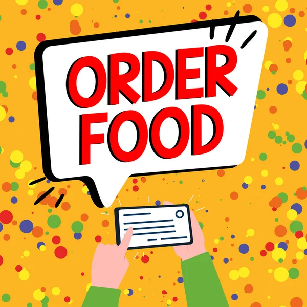 Text Sign Showing Order Food Internet Concept Process Requesting Preferred — 스톡 사진