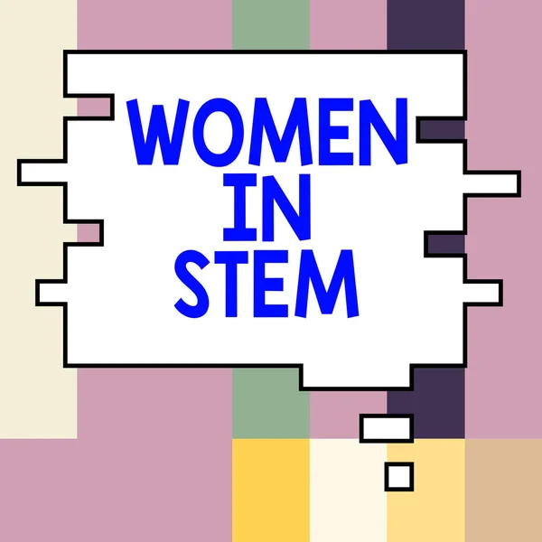Знак Відображає Жінок Стовпі Концепція Означає Наука Технологія Інженерія Математика — стокове фото