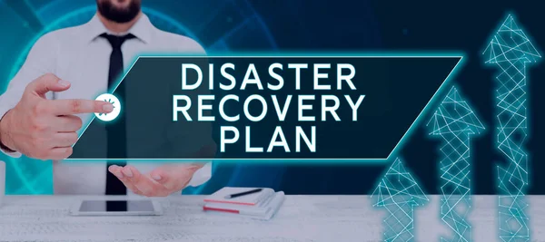 Writing displaying text Disaster Recovery Plan, Concept meaning having backup measures against dangerous situation