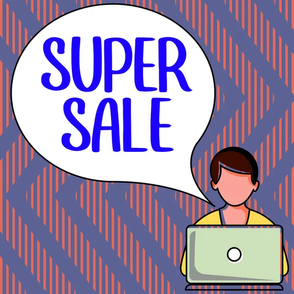 Kirjoittaminen Näyttää Tekstin Super Sale Business Näyteikkuna Tarjoaa Poikkeuksellisia Alennuksia — kuvapankkivalokuva