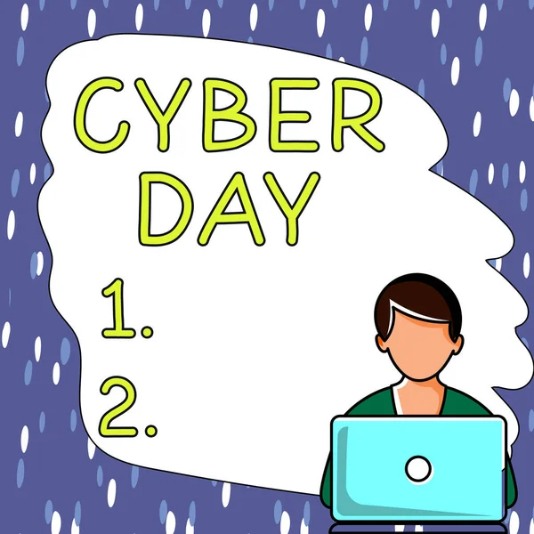 Text Sign Showing Cyber Day Business Approach Marketing Term Monday — Foto Stock