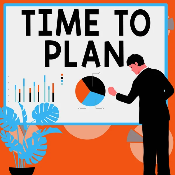 Text Bildtext Presenterar Tid Att Planera Konceptuell Bild Förberedelse Saker — Stockfoto