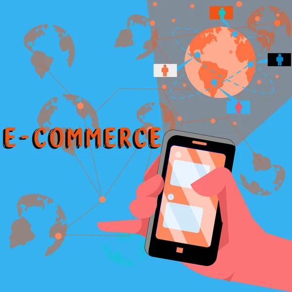 Tekst Inspirujący Commerce Przegląd Biznesowy Transakcje Handlowe Przeprowadzane Elektronicznie Internecie — Zdjęcie stockowe