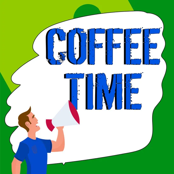 概念的な表示コーヒー時間 インターネットの概念はあなたが休むために働くのをやめる短時間 — ストック写真