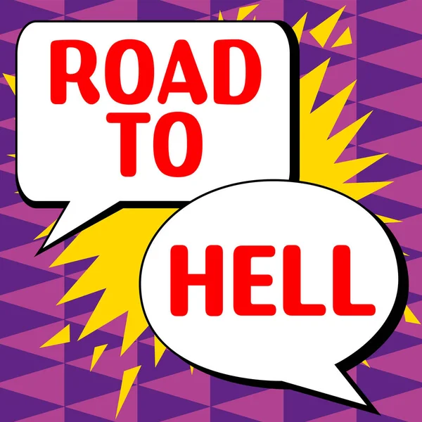 Text Caption Presenting Road Hell Business Idea Extremely Dangerous Passageway — Fotografia de Stock