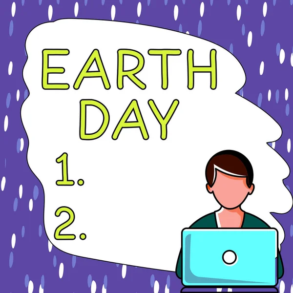 Hand Writing Sign Earth Day Word Worldwide Celebration Ecology Environment — Foto Stock