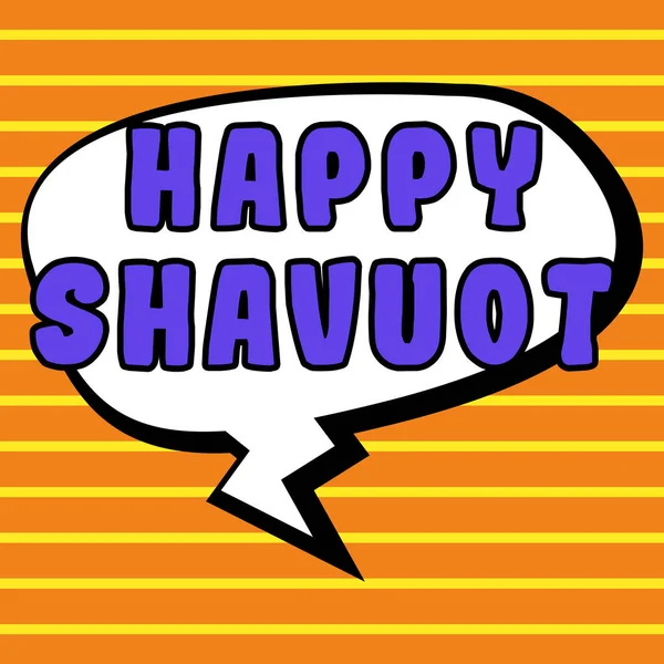 Texto Mostrando Inspiração Feliz Shavuot Palavra Escrito Feriado Judaico Comemorando — Fotografia de Stock