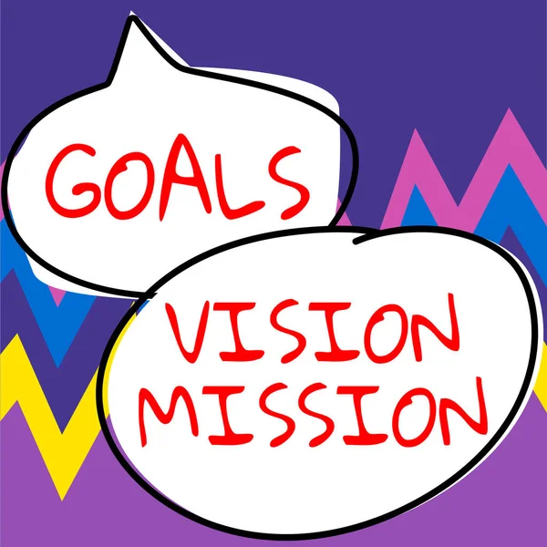 Hand Writing Sign Goals Vision Mission Επιχειρηματική Ιδέα Πρακτική Διαδικασία — Φωτογραφία Αρχείου
