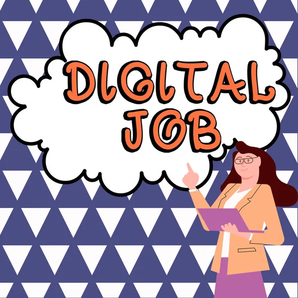 Inspiration Showing Sign Digital Job Word Get Paid Task Done —  Fotos de Stock