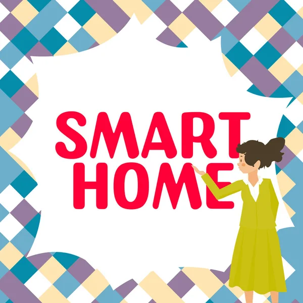 Beschilderung Für Smart Home Geschäftsübersicht Automatisierungssystem Steuerung Beleuchtung Klima Entertainment — Stockfoto