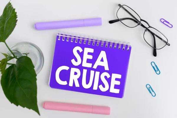 Sign Displaying Sea Cruise Internet Concept Voyage Ship Boat Taken —  Fotos de Stock