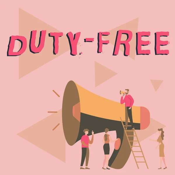 의무적 Duty Free Concept 이라는 문구에는 수입품을 판매하여 세금을 낭비하는 — 스톡 사진
