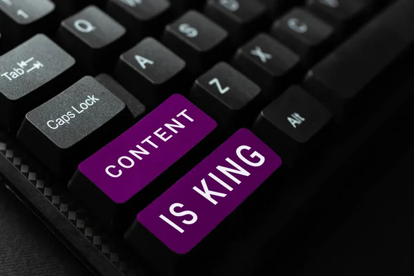 Conceptual Caption Content King Business Showcase Tartalom Mai Marketing Stratégiák — Stock Fotó