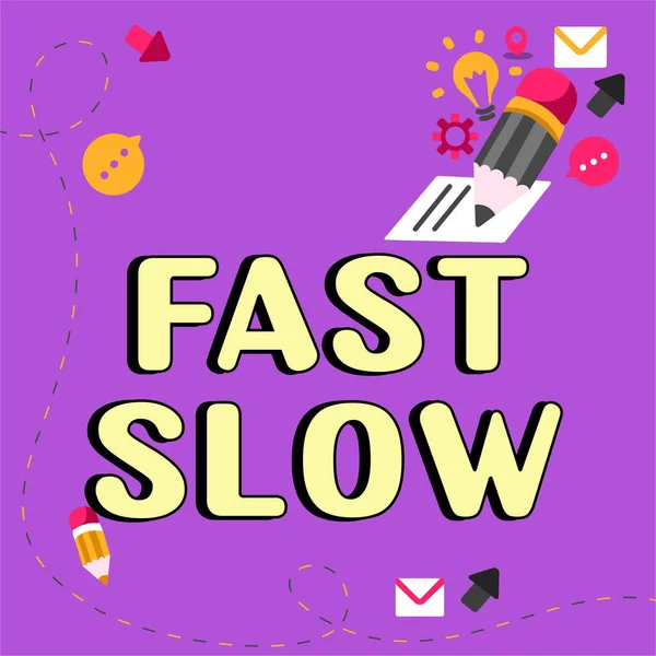 Sign Displaying Fast Slow Word Written Moving Proceeding More Less — 스톡 사진