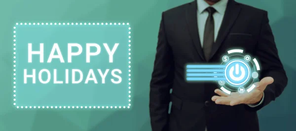 Text Som Visar Inspiration Happy Holidays Konceptuell Foto Hälsning Som — Stockfoto