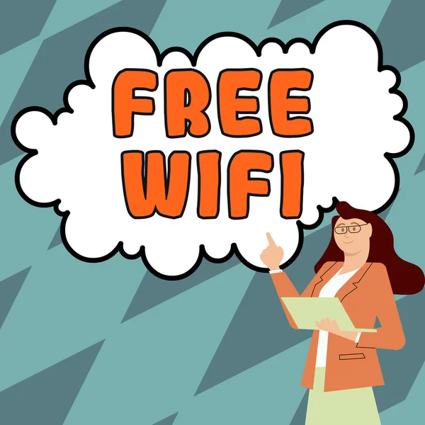Wyświetlacz Koncepcyjny Free Wifi Word Let You Connect Internet Public — Zdjęcie stockowe