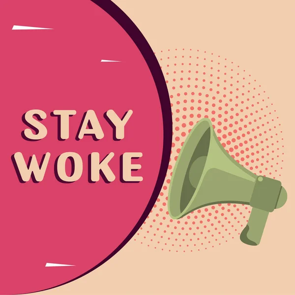Ručně Psané Znamení Stay Woke Internet Koncept Vědomi Svého Okolí — Stock fotografie