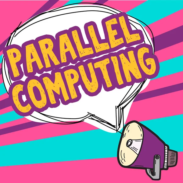 Ručně Psané Znamení Parallel Computing Business Showcase Simultánní Kalkulace Pomocí — Stock fotografie