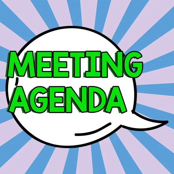 Sign displaying Meeting Agenda, Business approach An agenda sets clear expectations for what needs to a meeting