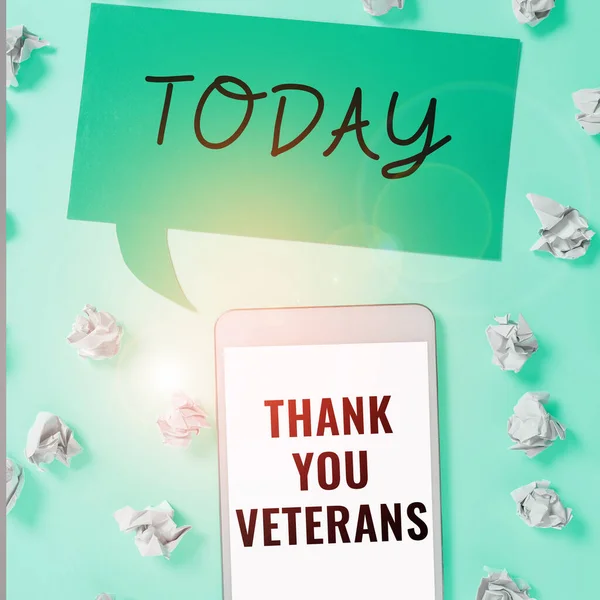 Podpis Konceptualny Thank You Veterans Business Concept Expression Gratitude Greetings — Zdjęcie stockowe