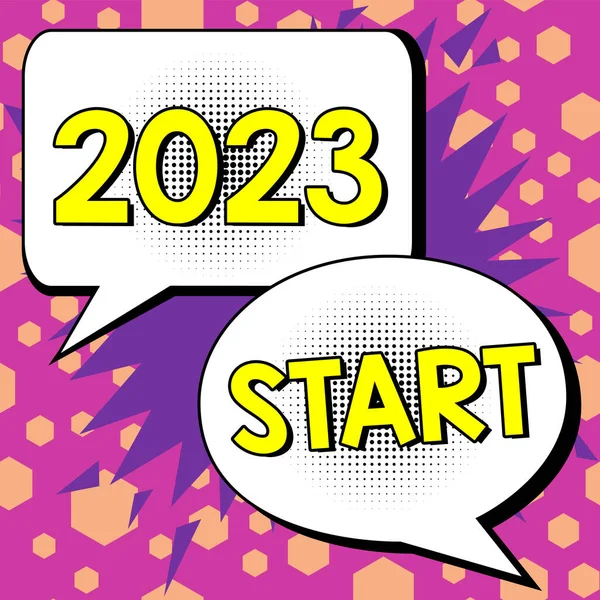 Hand Writing Sign 2023 Start Business Idea Remembering Year Events — 스톡 사진