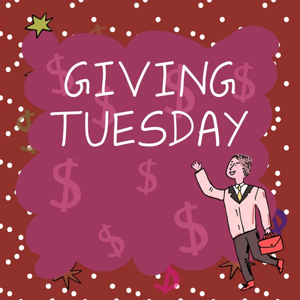 Sign Displaying Giving Tuesday Business Showcase International Day Charitable Giving — Fotografia de Stock