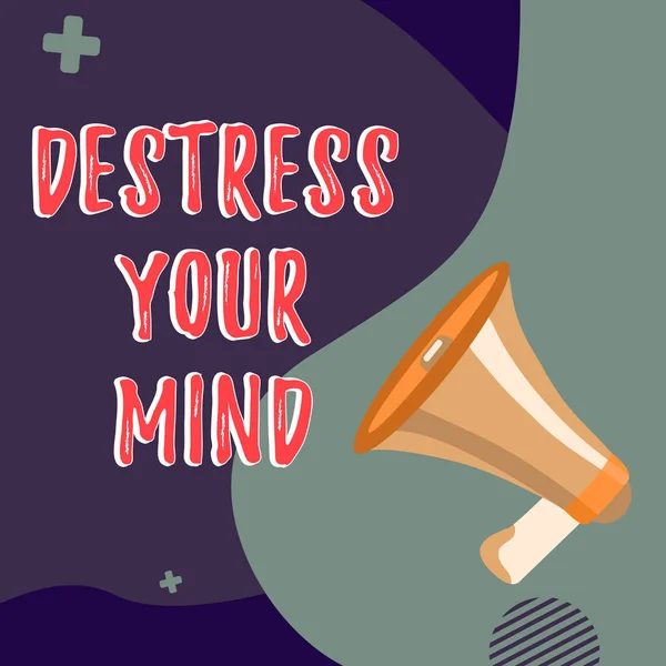 Text Showing Inspiration Destress Your Mind Business Overview Release Mental —  Fotos de Stock