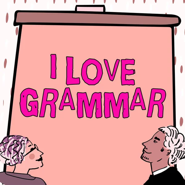 Znak Tekstowy Ukazujący Love Grammar Business Approach Act Admiring System — Zdjęcie stockowe