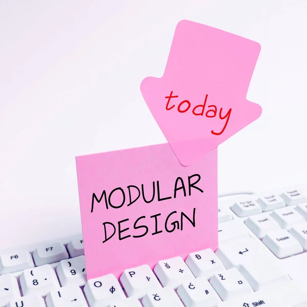 Text sign showing Modular Design, Conceptual photo product designing to produce product by integrating or combining independent parts