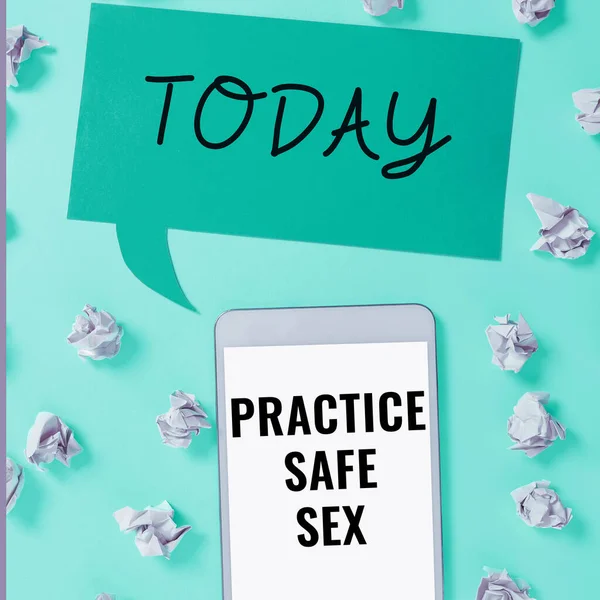 Tekst Pokazujący Inspirację Praktyka Bezpieczny Seks Słowo Stosunek Którym Podejmowane — Zdjęcie stockowe