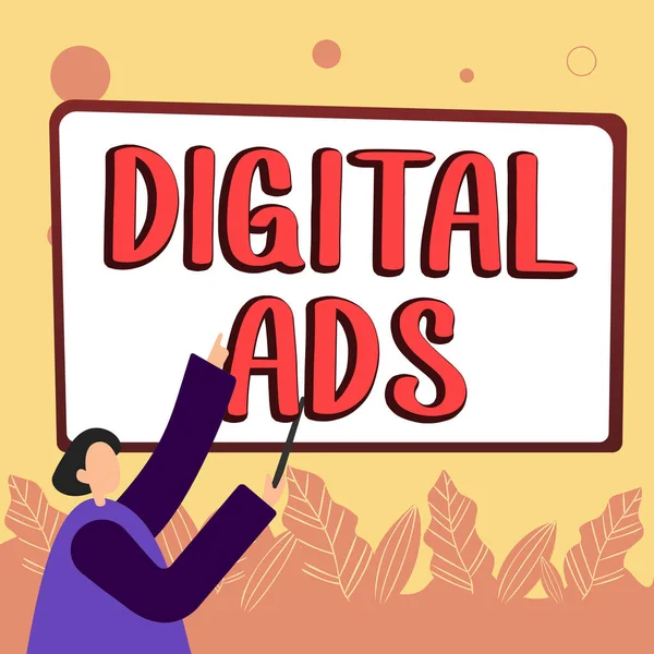 Hand Writing Sign Digital Ads Word Uses Internet Deliver Promotional — Fotografia de Stock