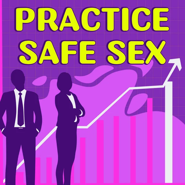 说明如何实行安全性行为的文字 关于为避免性接触疾病而采取的措施的文字 — 图库照片