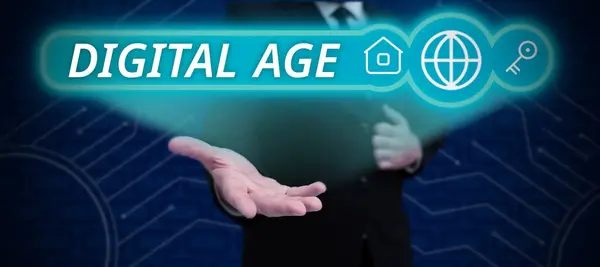 Text Caption Presenting Digital Age Business Showcase Introduction Personal Computer — 스톡 사진