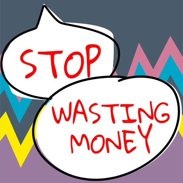Inspirasi Menunjukkan Tanda Stop Wasting Money Konsep Bisnis Memberatkan Orang — Stok Foto