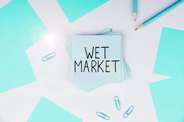 Text Caption Presenting Wet Market Business Approach Market Selling Fresh —  Fotos de Stock