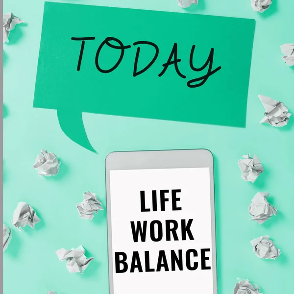 Text Sign Showing Life Work Balance Business Approach Stability Person — Photo