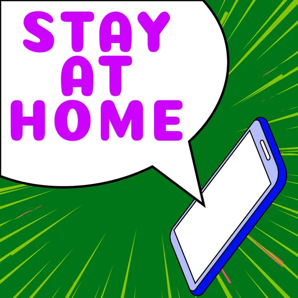 Sign Displaying Stay Home Word Movement Control Restricting Individuals Getting — Foto de Stock