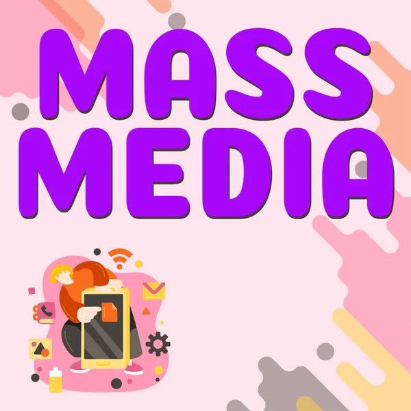 Text Caption Presenting Mass Media Business Overview Group People Making — Photo