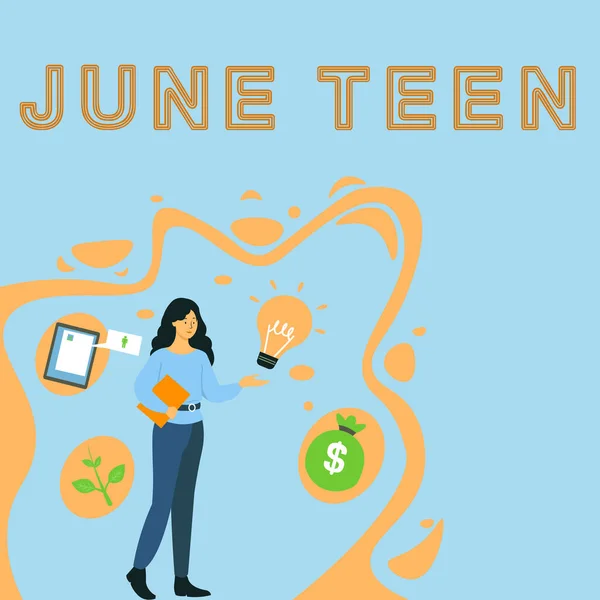 Inspiration Showing Sign June Teen Business Approach Legal Holiday United — Foto Stock